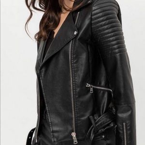 Faux leather motorcycle jacket